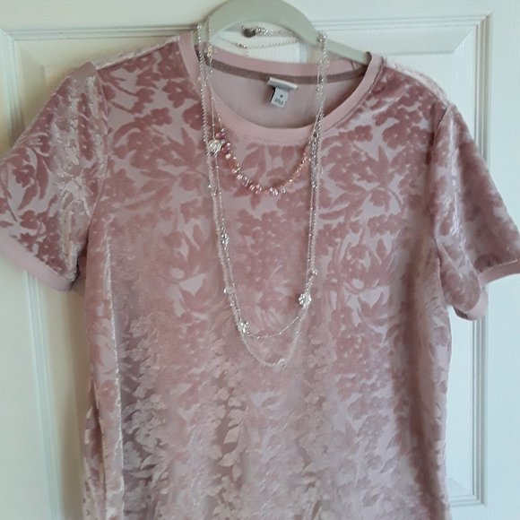 Mauve Textured Burnout Blouse Sz M NEW! - Picture 1 of 8